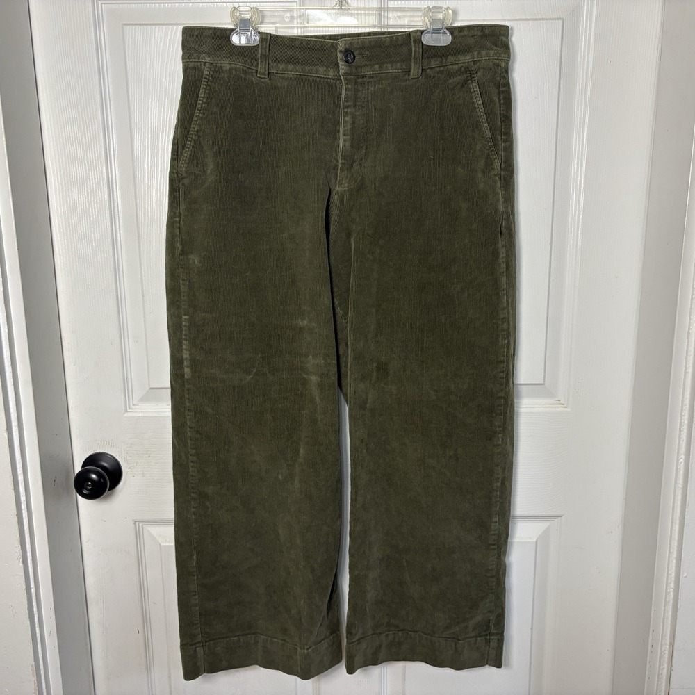 Orvis Corduroy Ultra Wide Leg High Waisted Pants Women's 16 Tarragon Green - Picture 2 of 11